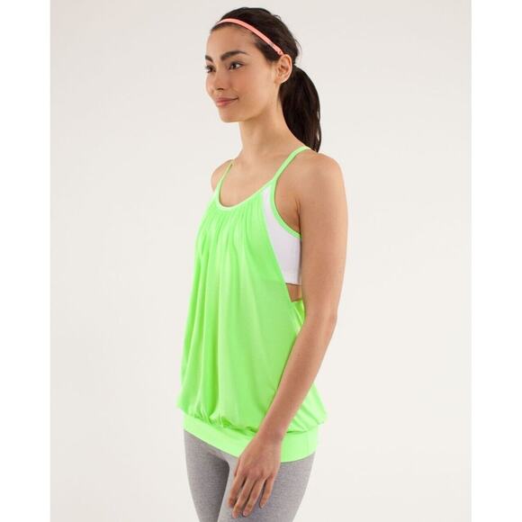Lululemon Tops - Lululemon No Limits Tank Top 4 Womens Green white Workout